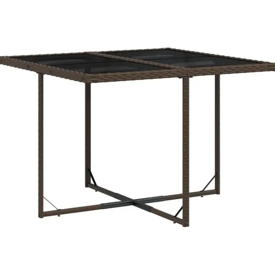 vidaXL - 5-delige Tuinset wit kussens - Bruin poly rattan en staal - 110x106 cm