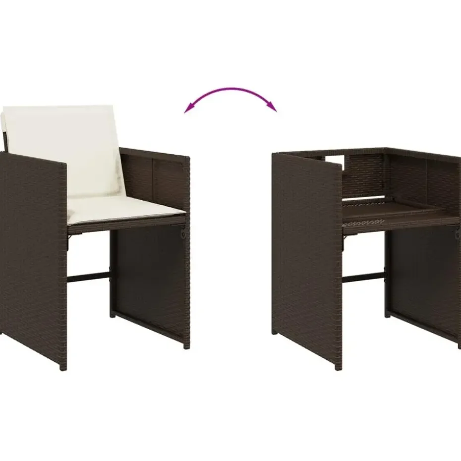 vidaXL - 5-delige Tuinset wit kussens - Bruin poly rattan en staal - 110x106 cm
