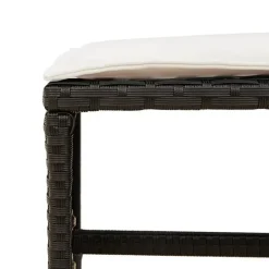 vidaXL - 9-delige Tuinset wit kussens 4 krukken - Zwart poly rattan - 110x106 cm