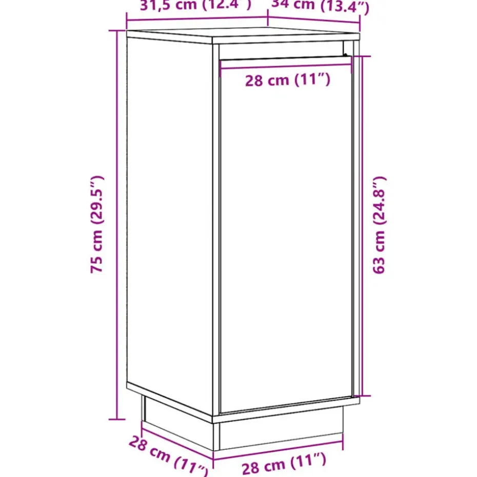 vidaXL - Dressoir - Bruin - Grenenhout - 2 stuks