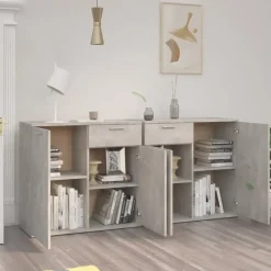 vidaXL - Dressoir - Grijs - Bewerkt hout