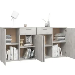 vidaXL - Dressoir - Grijs - Bewerkt hout