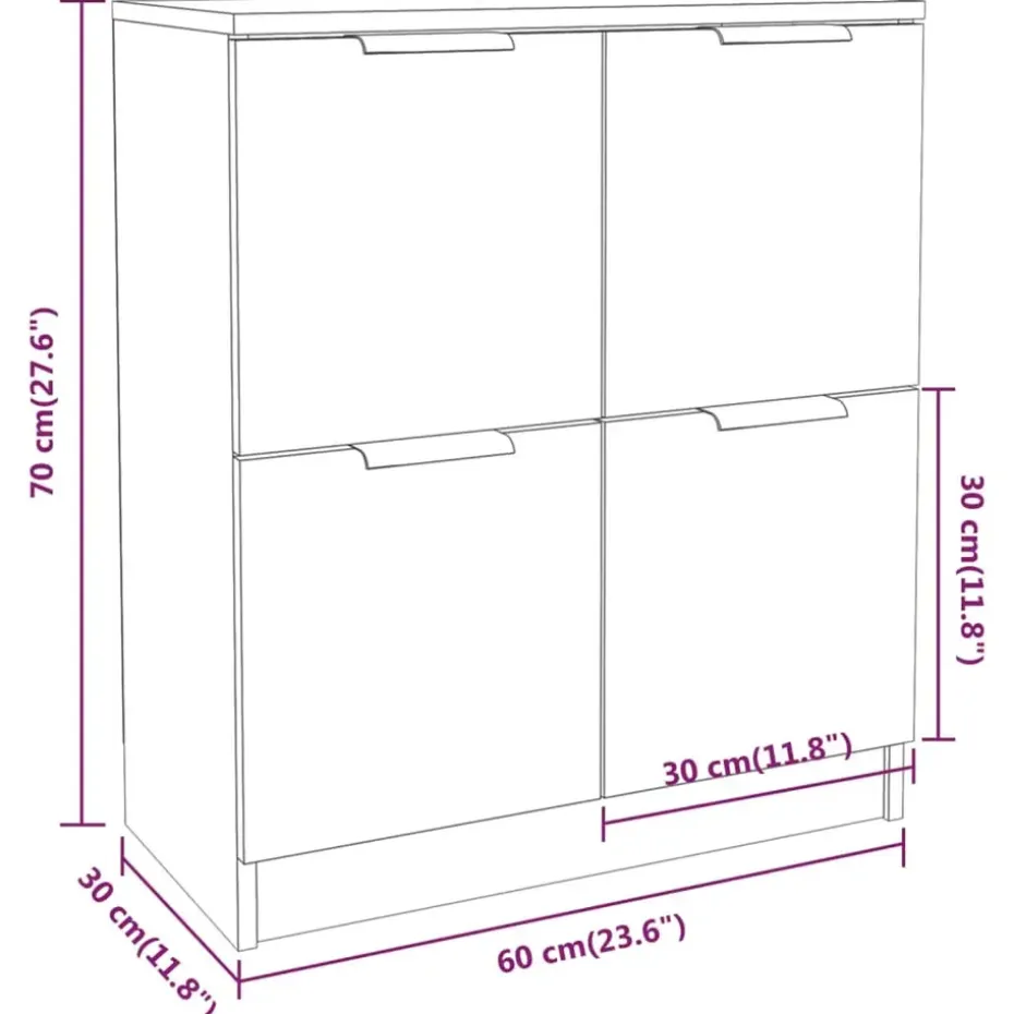 vidaXL - Dressoir - Wit - Bewerkt hout - 2 stuks