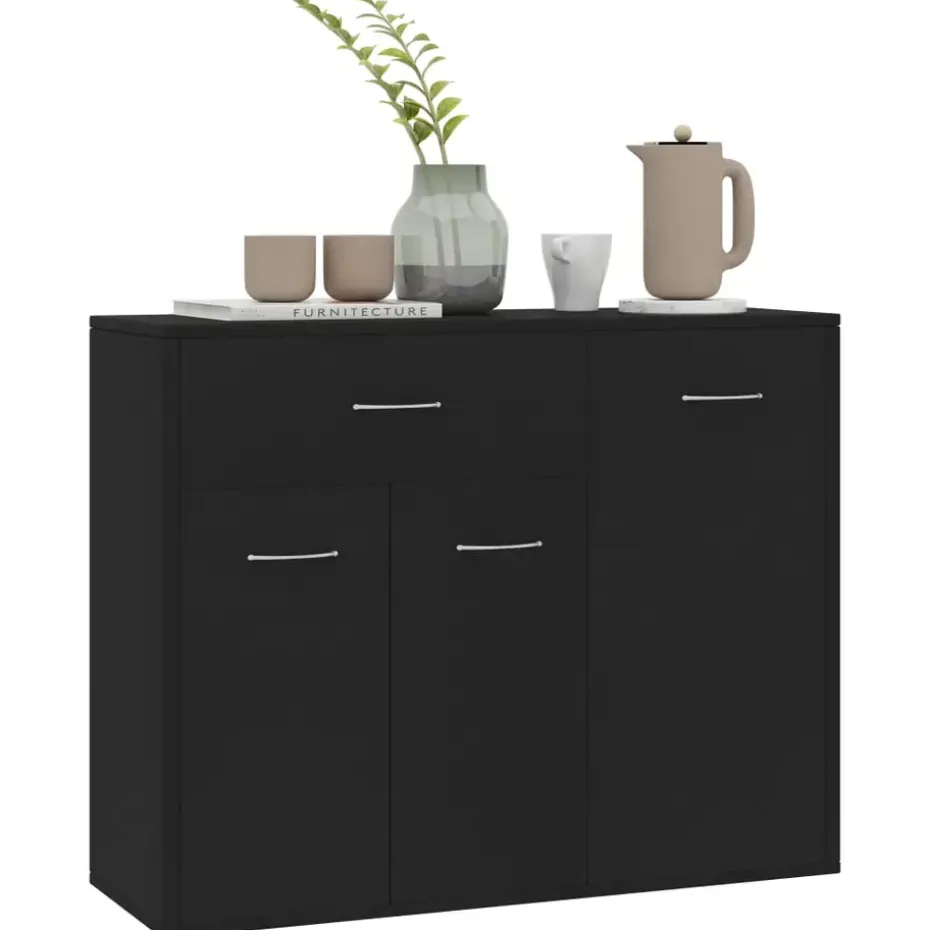 vidaXL - Dressoir - Zwart - Bewerkt hout
