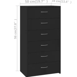 vidaXL - Dressoir - Zwart - Bewerkt hout