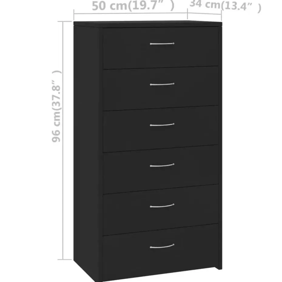 vidaXL - Dressoir - Zwart - Bewerkt hout