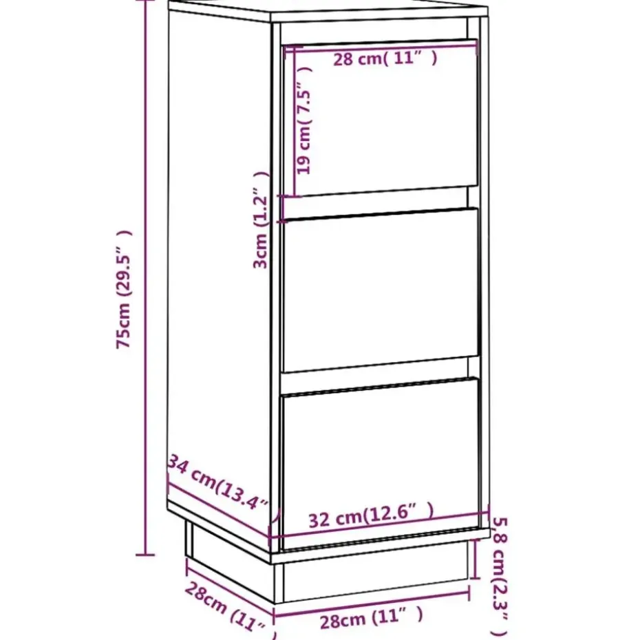 vidaXL - Dressoir - Zwart - Grenenhout - 2 stuks