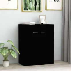 vidaXL - Dressoir - Zwart - Bewerkt hout
