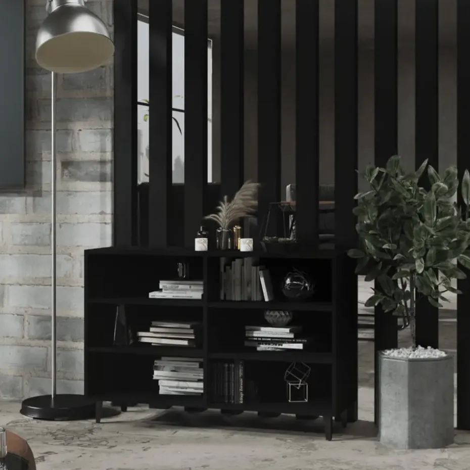 vidaXL - Dressoir - Zwart - Bewerkt hout