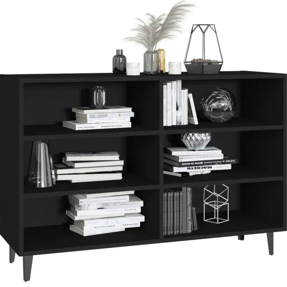 vidaXL - Dressoir - Zwart - Bewerkt hout