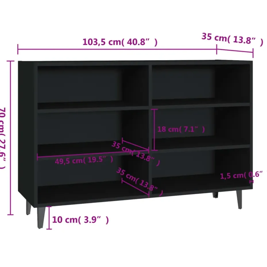vidaXL - Dressoir - Zwart - Bewerkt hout