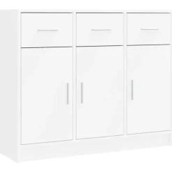 vidaXL - Dressoir met 3 deuren 3 lades - Wit - Bewerkt hout - 91x28x75 cm