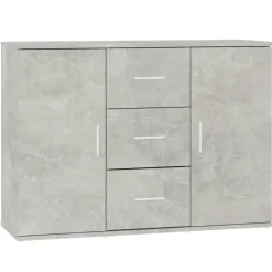 vidaXL - Dressoir met 2 deuren 3 lades - Betongrijs - Hout -91x29.5x65 cm