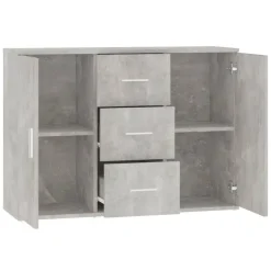 vidaXL - Dressoir met 2 deuren 3 lades - Betongrijs - Hout -91x29.5x65 cm