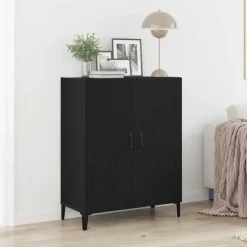 vidaXL - Dressoir met 2 deuren - Zwart eiken - Bewerkt hout - 69.5x34x90 cm