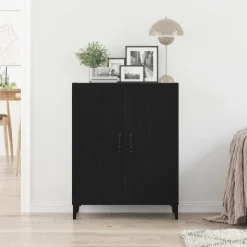 vidaXL - Dressoir met 2 deuren - Zwart eiken - Bewerkt hout - 69.5x34x90 cm