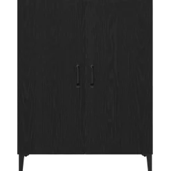 vidaXL - Dressoir met 2 deuren - Zwart eiken - Bewerkt hout - 69.5x34x90 cm
