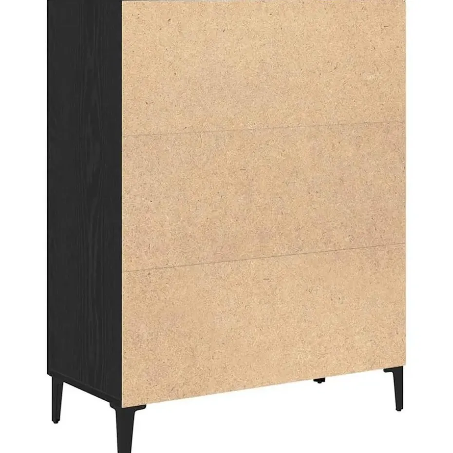 vidaXL - Dressoir met 2 deuren - Zwart eiken - Bewerkt hout - 69.5x34x90 cm