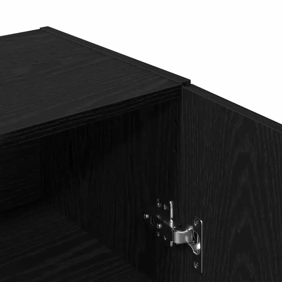 vidaXL - Dressoir met 2 deuren - Zwart eiken - Bewerkt hout - 69.5x34x90 cm