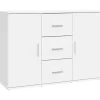 vidaXL - Dressoir met 2 deuren 3 lades - Wit - Bewerkt hout -91x29.5x65 cm
