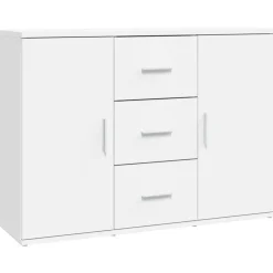 vidaXL - Dressoir met 2 deuren 3 lades - Wit - Bewerkt hout -91x29.5x65 cm