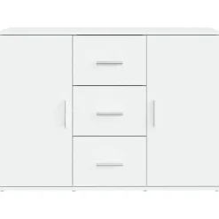 vidaXL - Dressoir met 2 deuren 3 lades - Wit - Bewerkt hout -91x29.5x65 cm