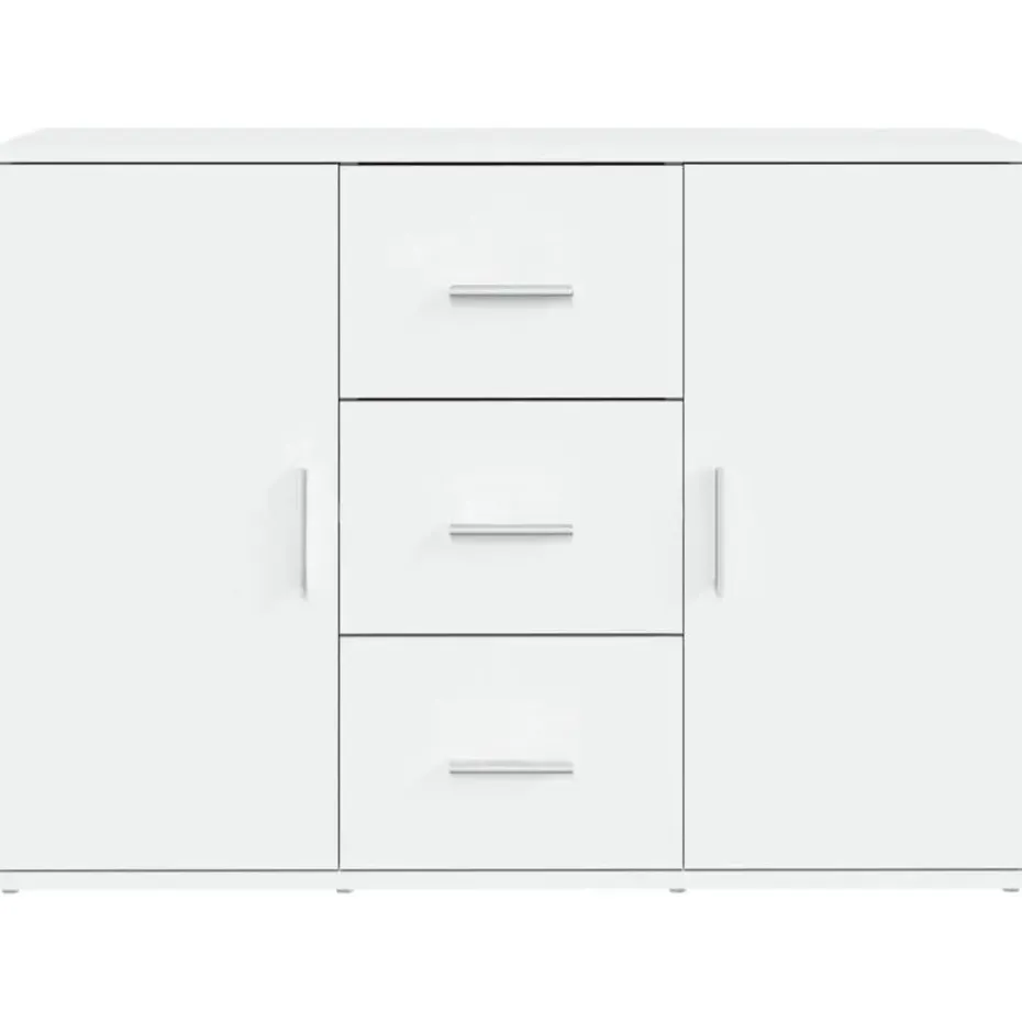 vidaXL - Dressoir met 2 deuren 3 lades - Wit - Bewerkt hout -91x29.5x65 cm