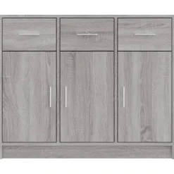vidaXL - Dressoir met 3 deuren 3 lades - Grijs sonoma eiken - Hout - 91x28x75 cm