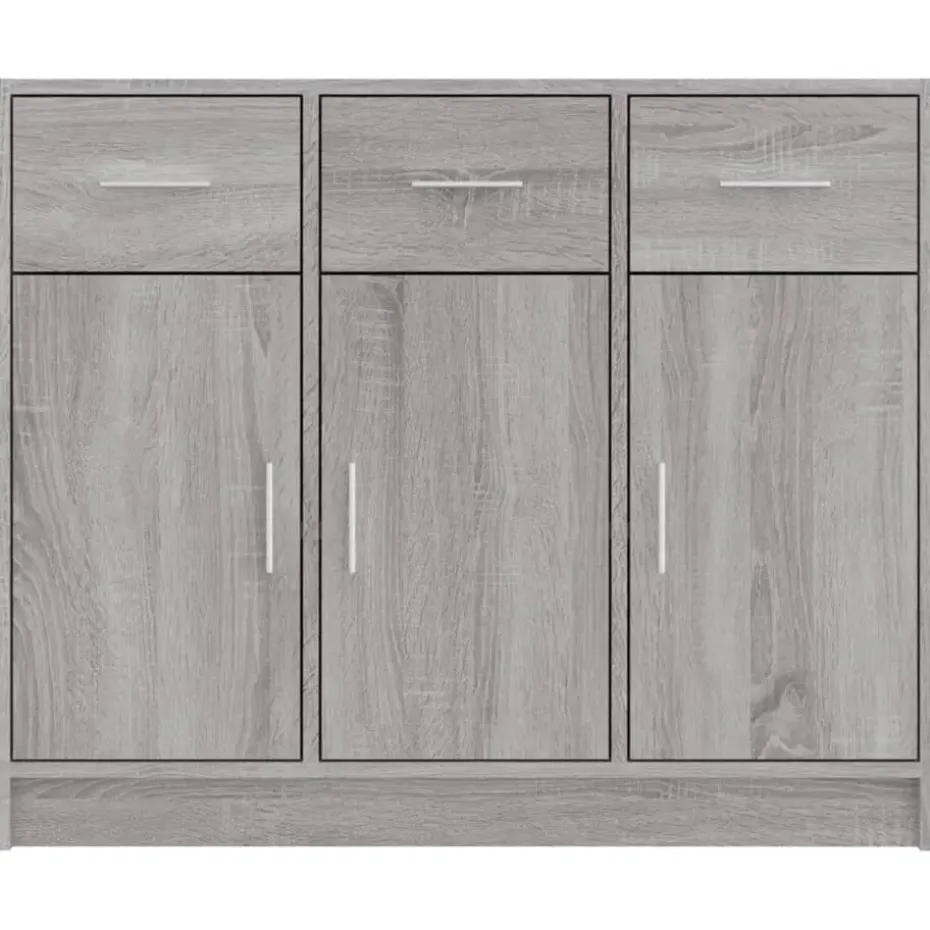 vidaXL - Dressoir met 3 deuren 3 lades - Grijs sonoma eiken - Hout - 91x28x75 cm