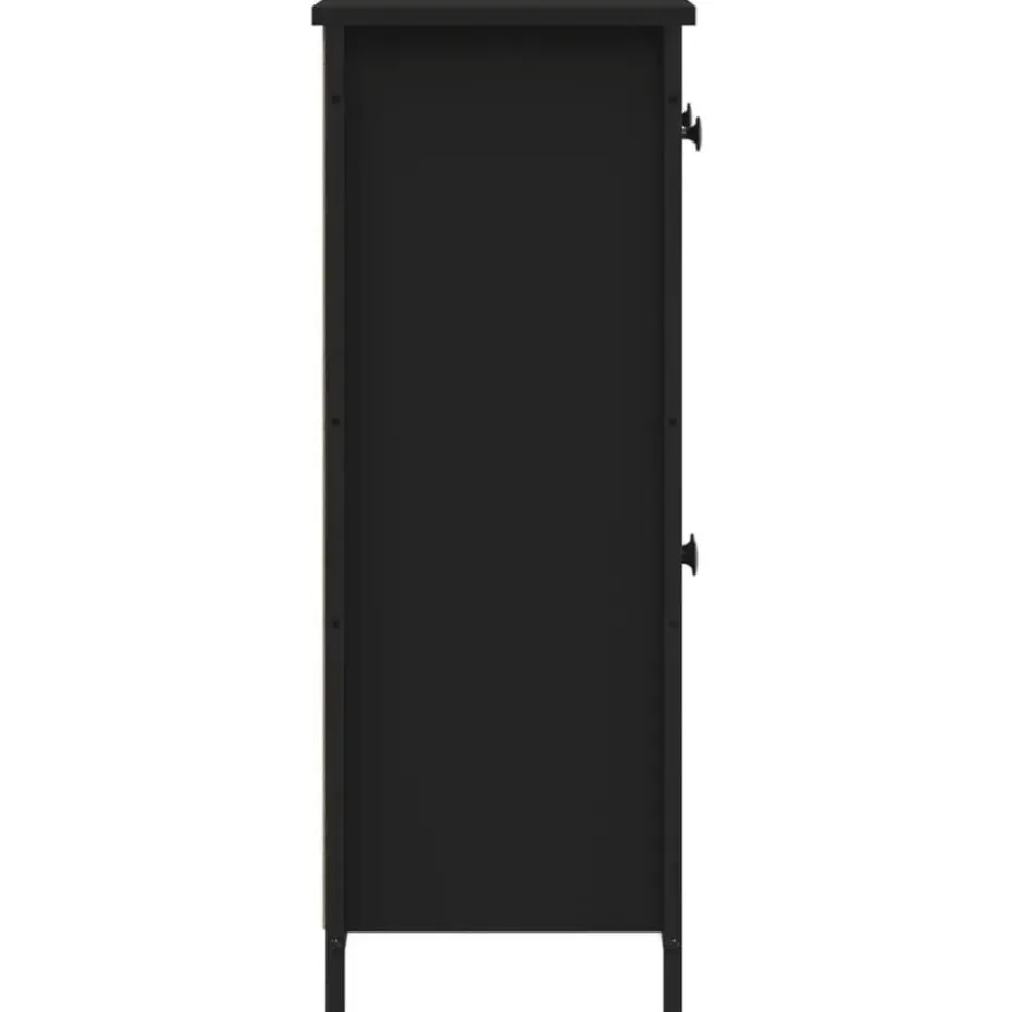 vidaXL - Dressoir met 2 deuren 2 lades - Zwart - Hout en staal -70x30x80 cm