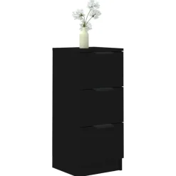 vidaXL - Dressoir met 3 lades - Zwart - Bewerkt hout - 30x30x70 cm
