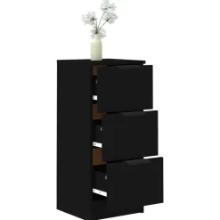 vidaXL - Dressoir met 3 lades - Zwart - Bewerkt hout - 30x30x70 cm