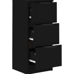 vidaXL - Dressoir met 3 lades - Zwart - Bewerkt hout - 30x30x70 cm