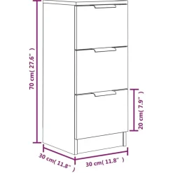 vidaXL - Dressoir met 3 lades - Zwart - Bewerkt hout - 30x30x70 cm