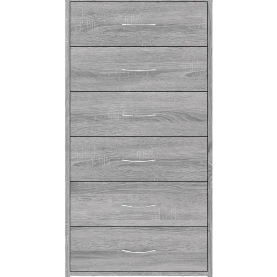 vidaXL - Dressoir met 6 lades - Grijs sonoma eiken - Bewerkt hout - 50x34x96 cm