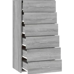 vidaXL - Dressoir met 6 lades - Grijs sonoma eiken - Bewerkt hout - 50x34x96 cm