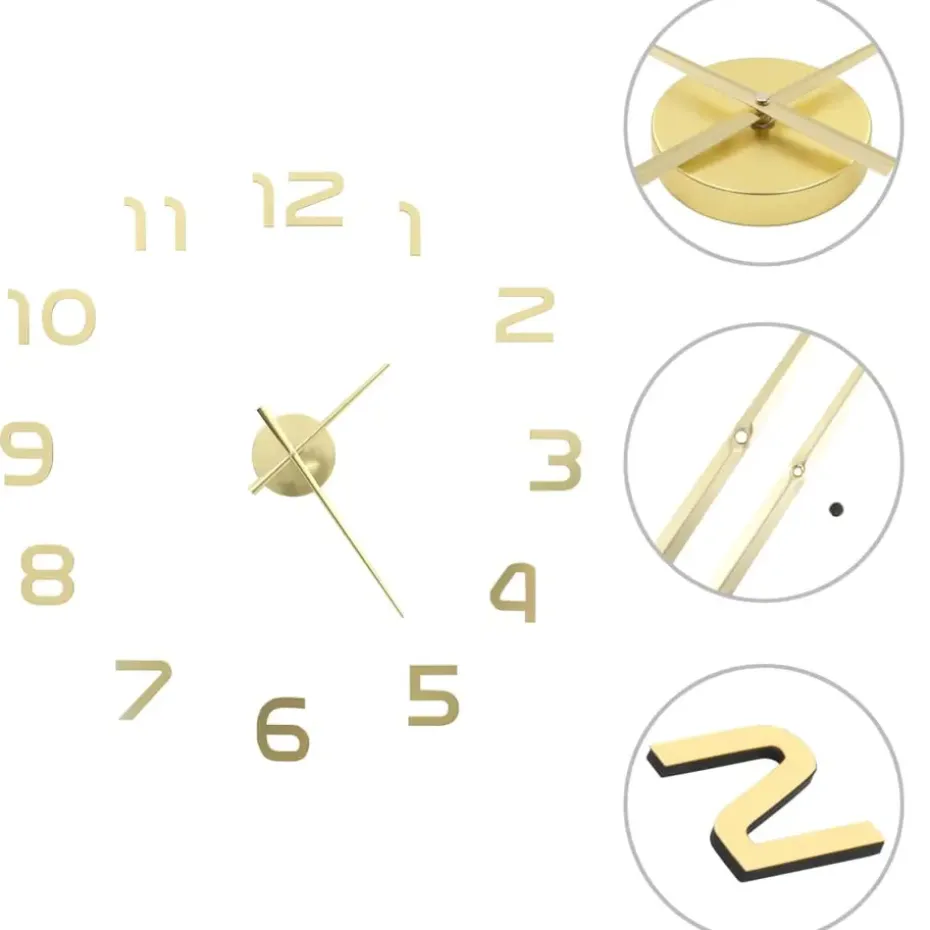 vidaXL - 3d-wandklok - Goud - Acryl
