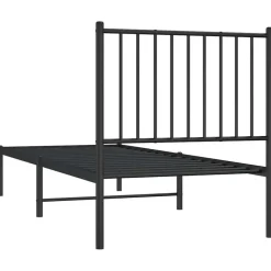 vidaXL - Eenpersoonsbed met hoofdbord - Zwart - Metaal - 80x200 cm