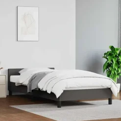 vidaXL - Eenpersoonsbed met hoofdeinde zonder matras - Grijs - 90x200 cm