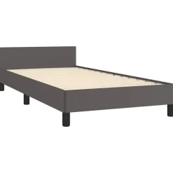 vidaXL - Eenpersoonsbed met hoofdeinde zonder matras - Grijs - 90x200 cm