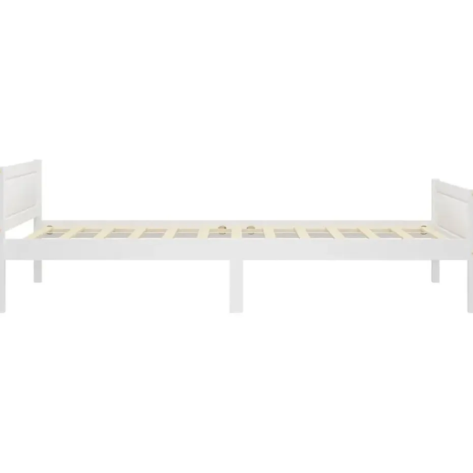 vidaXL - Eenpersoonsbed met hoofdbord - Wit - Massief grenenhout - 90x200 cm
