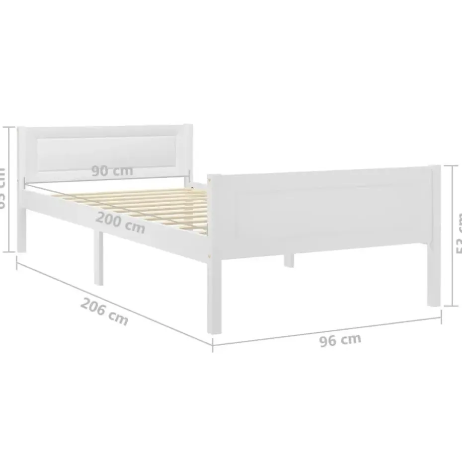 vidaXL - Eenpersoonsbed met hoofdbord - Wit - Massief grenenhout - 90x200 cm