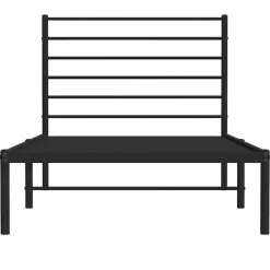 vidaXL - Eenspersoonsbed met hoofdbord - Zwart - Metaal - 80x200 cm