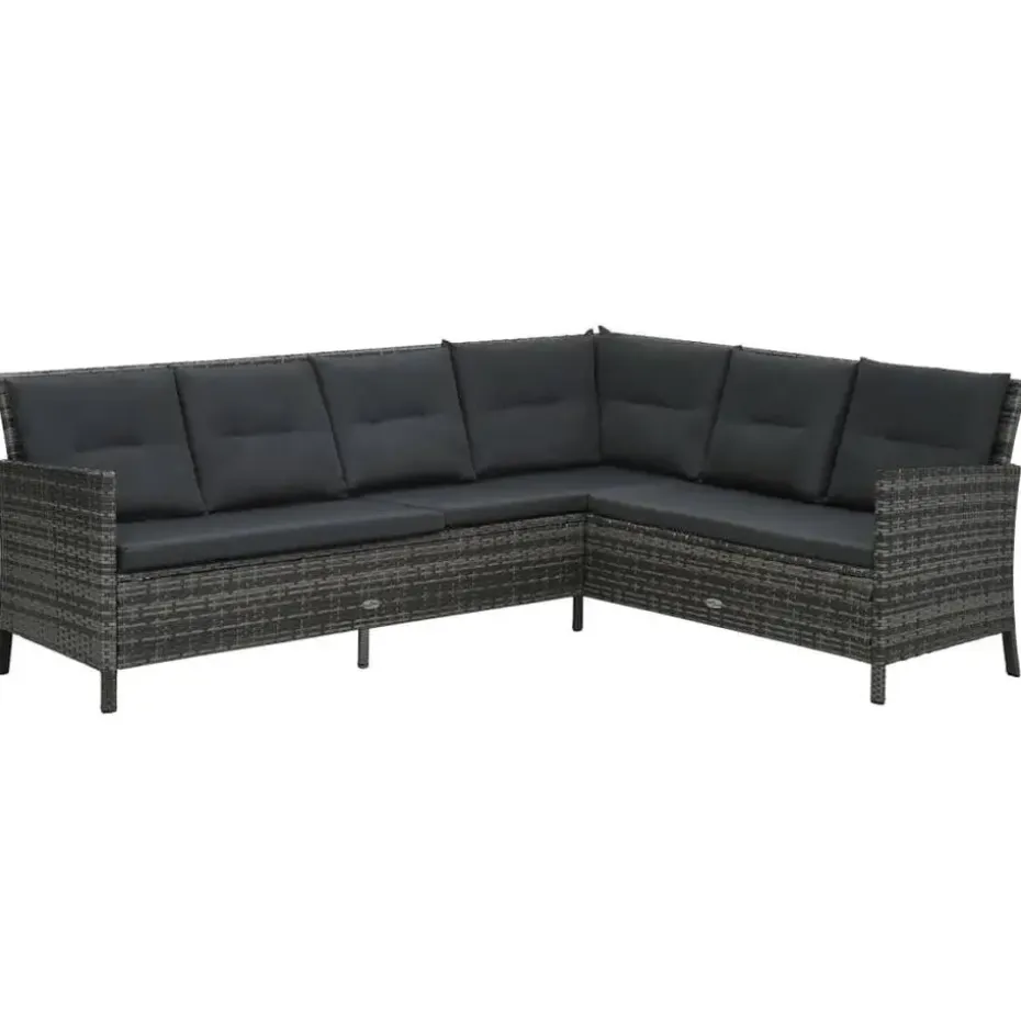 vidaXL - Eethoek - Grijs - Poly rattan