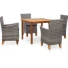 vidaXL - Eethoek Voor Buiten - Grijs - Poly rattan
