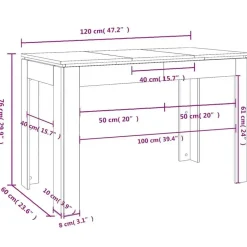vidaXL - Eettafel - Bruin - Bewerkt hout