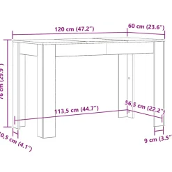 vidaXL - Eettafel - Grijs - Bewerkt hout