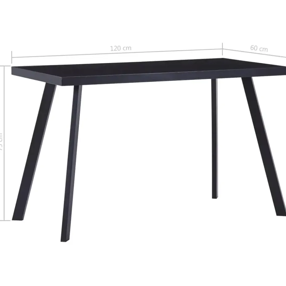 vidaXL - Eettafel - Zwart - Glas - 120 x 60 x 75 cm