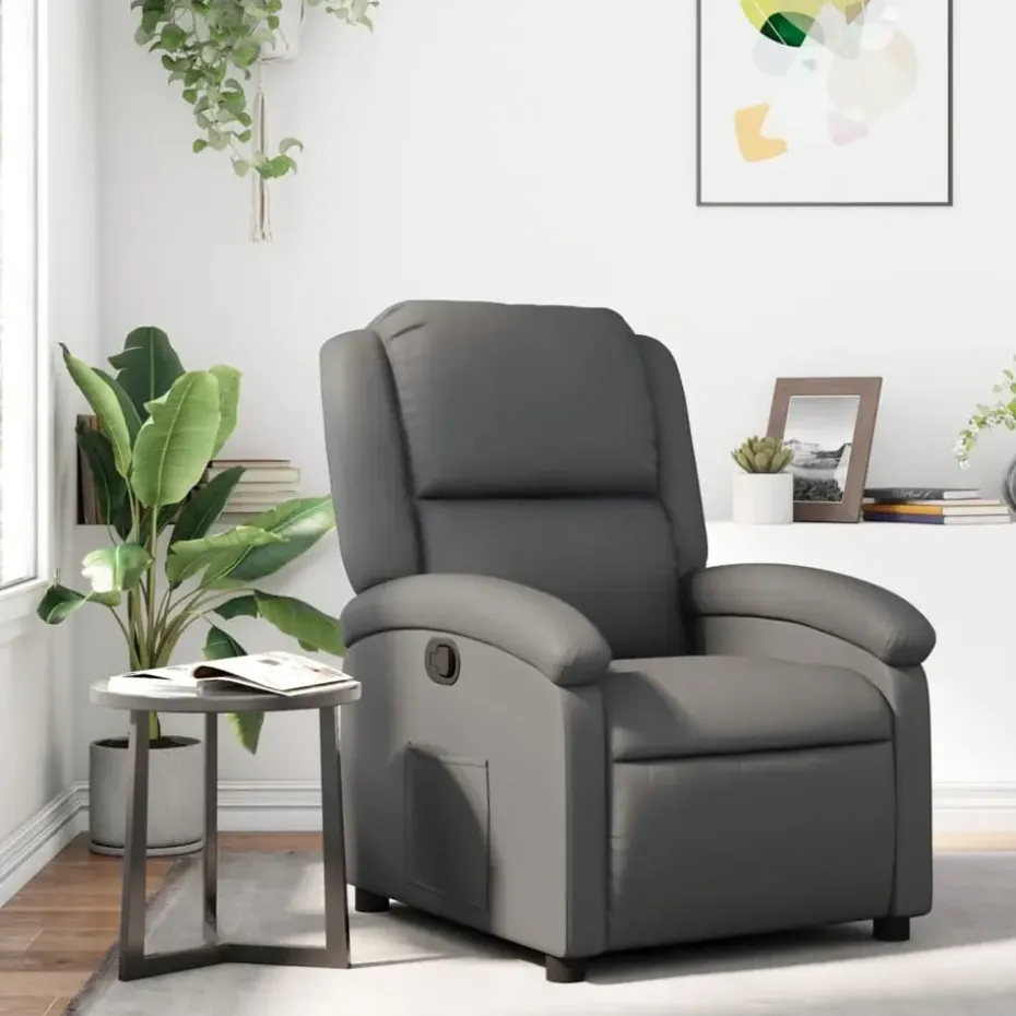 vidaXL - Fauteuil - Grijs - Kunstleer