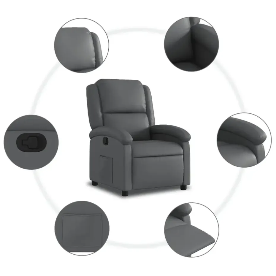 vidaXL - Fauteuil - Grijs - Kunstleer